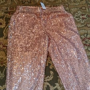 LOFT Rose Gold Sequin Joggers